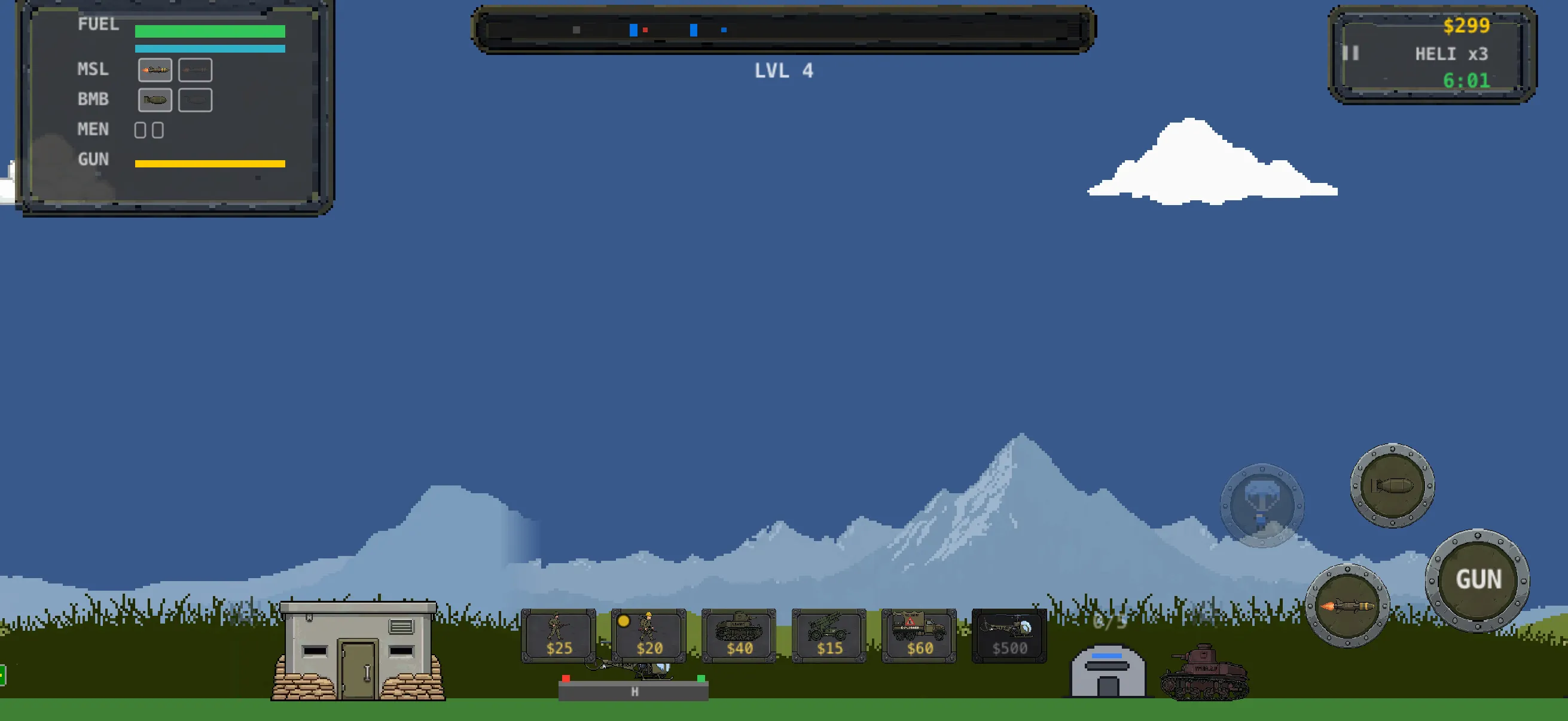 In battle — the HUD, the build bar, the pad