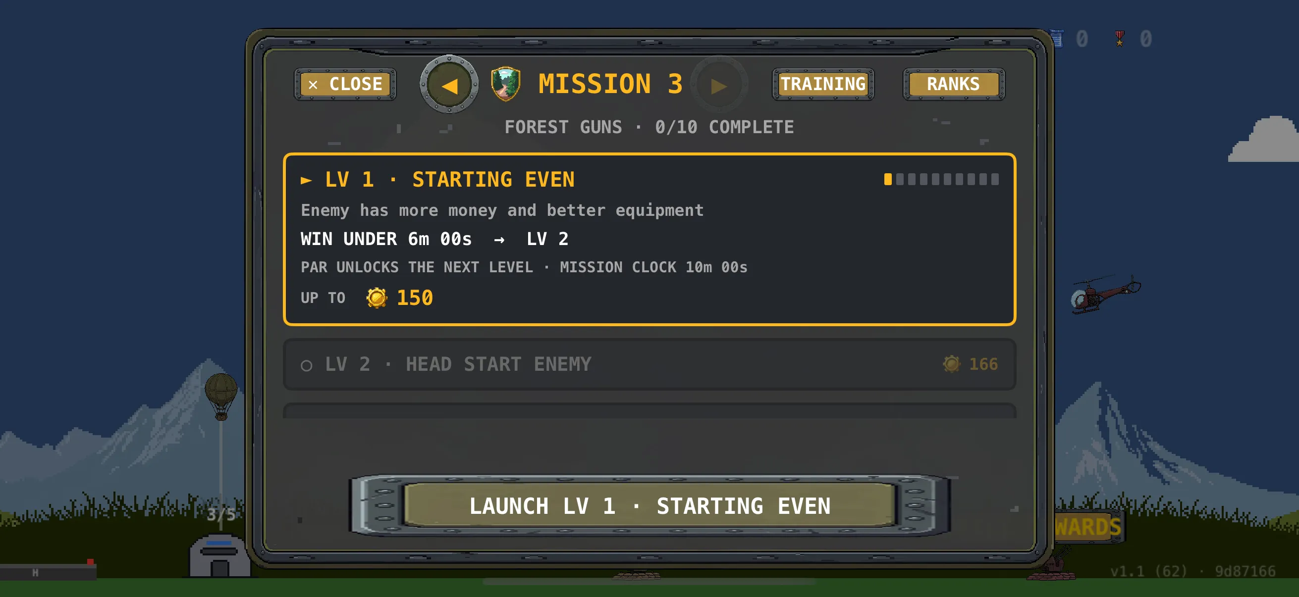 Mission briefing and the difficulty ladder